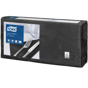 Serwetki TORK Advanced Celuloza lunchowe, składane w 1/4 czarne 2w 200o [Karton: 10 opak.]