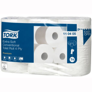 Papier toaletowy TORK T4 Prem. Celuloza  ekstra miękki w rolce konwencjonalnej biały 4w 19,1m 153o [Karton: 42 szt.] [110405]