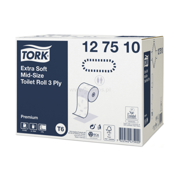 127510 Tork ekstra miękki papier toaletowy w roli kompaktowej Premium T6