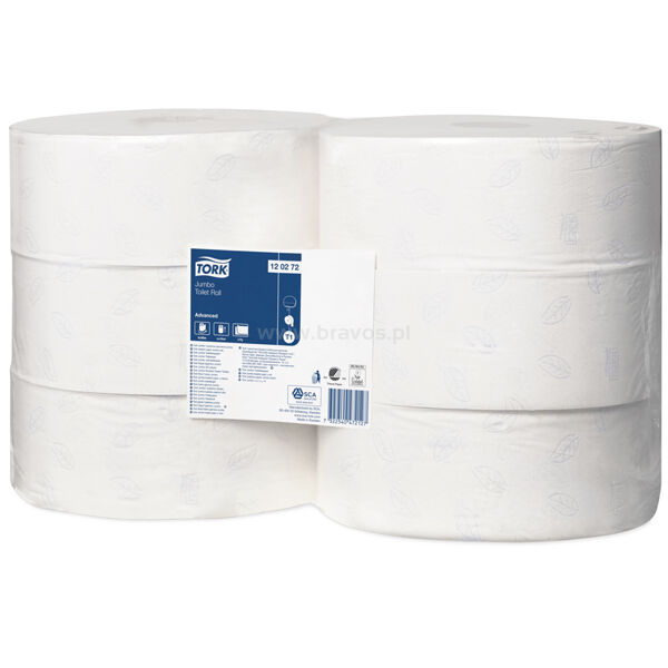 Papier toaletowy TORK T1 Adv. JUMBO Makulatura biały 2w 360m 1800o [Karton: 6 szt.]