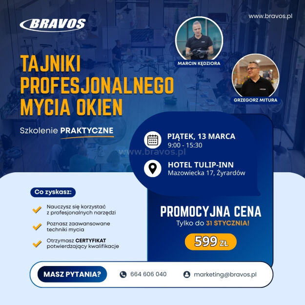 Szkolenie praktyczne - Tajniki profesjonalnego mycia okien