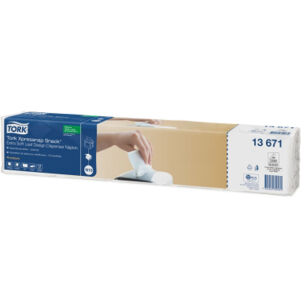 Serwetki TORK N10 Xpressnap Snack® Celuloza ekstra miękkie, dyspenserowe, składane w 1/4 białe z dekorem 2w 500o [Karton: 8 opak.]
