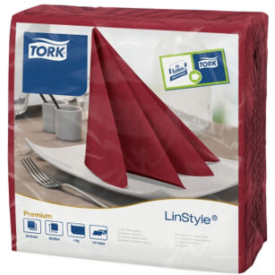 Serwetki TORK Premium Linstyle® Airlaid obiadowa, składane w 1/4 bordowe 1w 50o [Karton: 12 szt.]