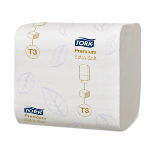 Papier toaletowy TORK T3 Prem. FOLDED Celuloza ekstra miękki w składce biały 2w 252o [Karton: 30 szt.]