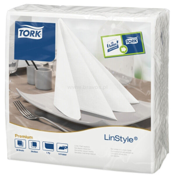 Serwetki TORK Premium Linstyle® Airlaid obiadowa, składane w 1/4 białe 1w 50o [Karton: 12 szt.]