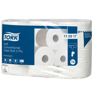 Papier toaletowy TORK T4 Prem. Mix. miękki w rolce konwencjonalnej biały 3w 34,7m 248o [Karton: 42 szt.]