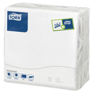 Serwetki TORK Advanced Celuloza obiadowe, składane w 1/4 białe 2w 150o [Karton: 12 opak.]