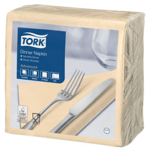 Serwetki TORK Advanced Celuloza obiadowe, składane w 1/4 piaskowe 2w 150o [Karton: 12 opak.]