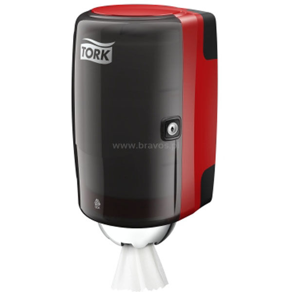 Dozownik TORK M1 Performance Mini do ręczników centralnie dozowanych czerwono-czarny