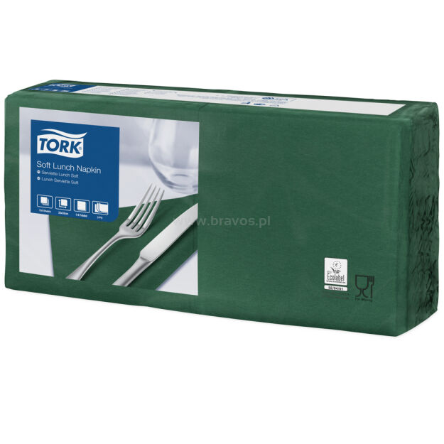 Serwetki TORK Advanced Celuloza lunchowe, składane w 1/4 ciemno zielone 2w 200o [Karton: 10 opak.]
