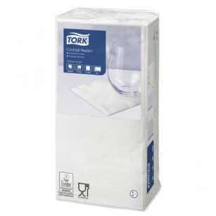 Serwetki TORK Advanced Celuloza koktajlowe, składane w 1/4 białe 2w 200o [Karton: 12 opak.]