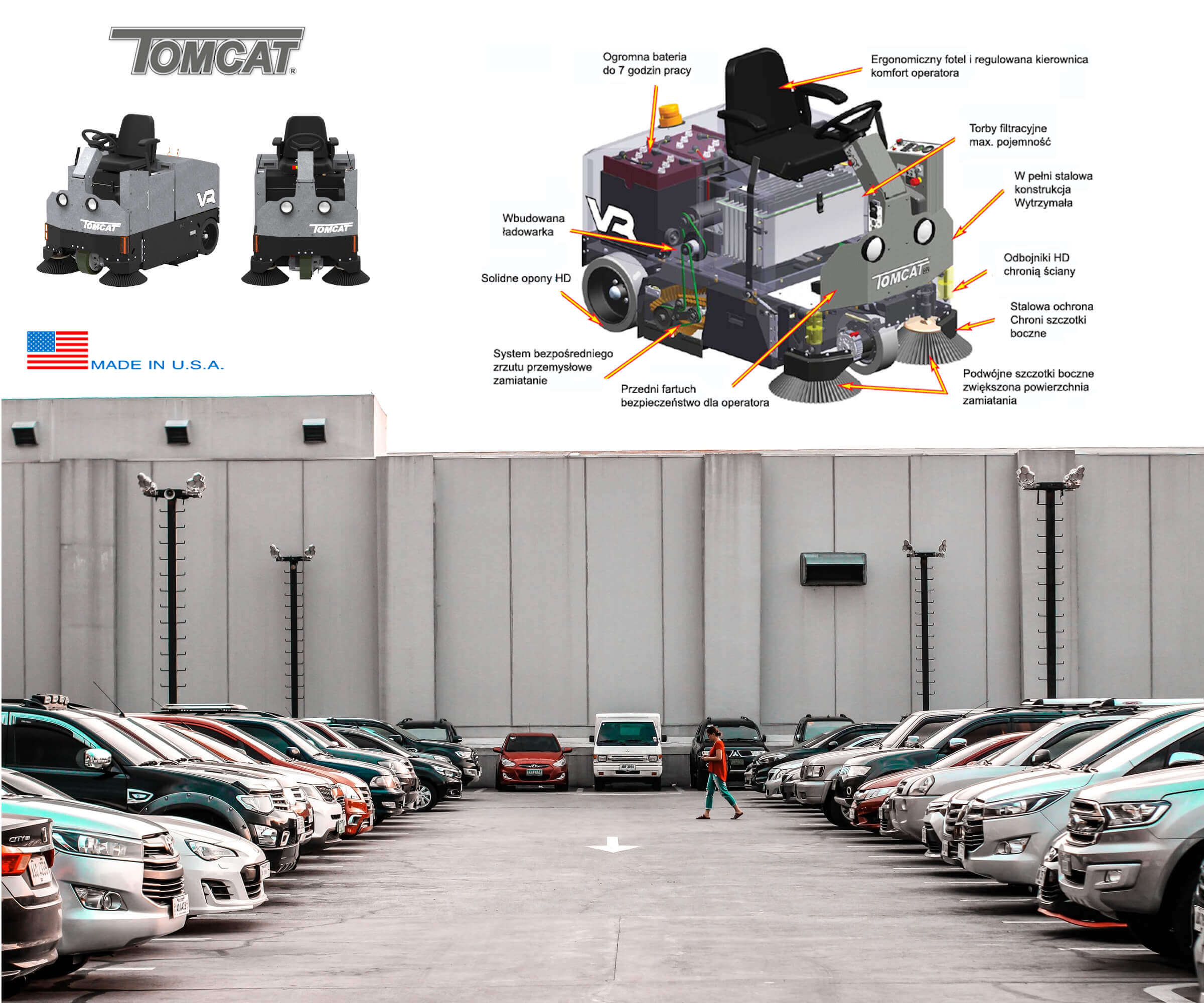 Oferta Tomcat dla przemysłu czyszczenie powierzchni parkingów